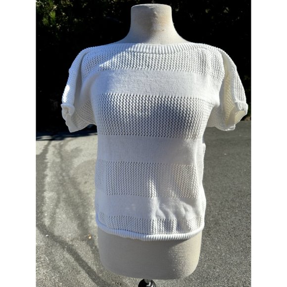 Gap Womens Small Shirt Waffle Knit Boat Neck Short Sleeve Casual Pullover - Picture 1 of 8